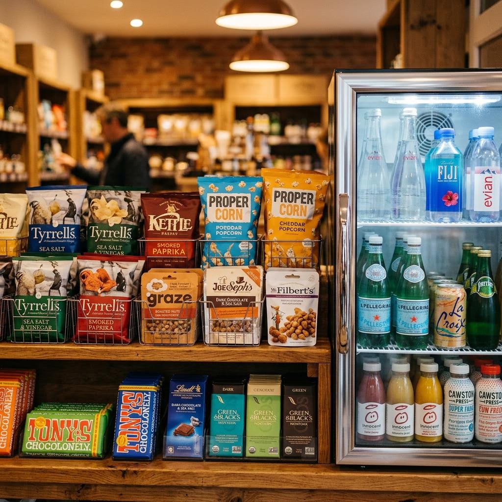 Bags of chips and salty snacks on the shelf